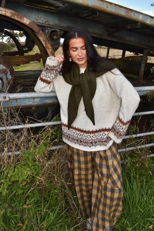 Nora Knit Shawl Khaki